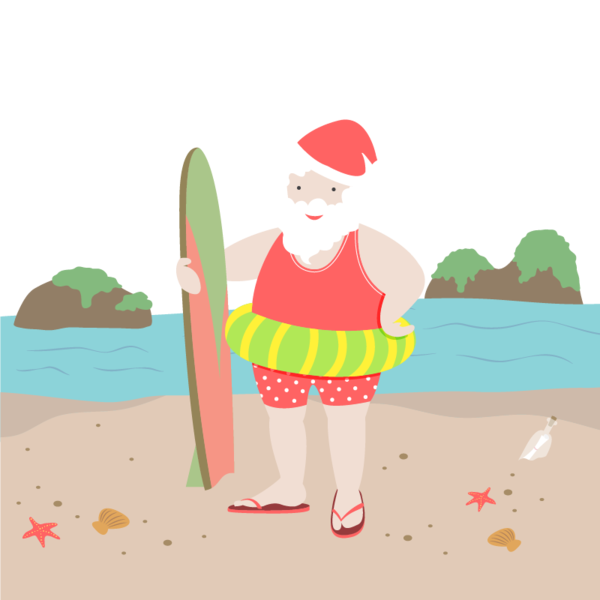 Transparent Santa Claus Beach Seaside Resort Christmas Ornament Holiday for Christmas