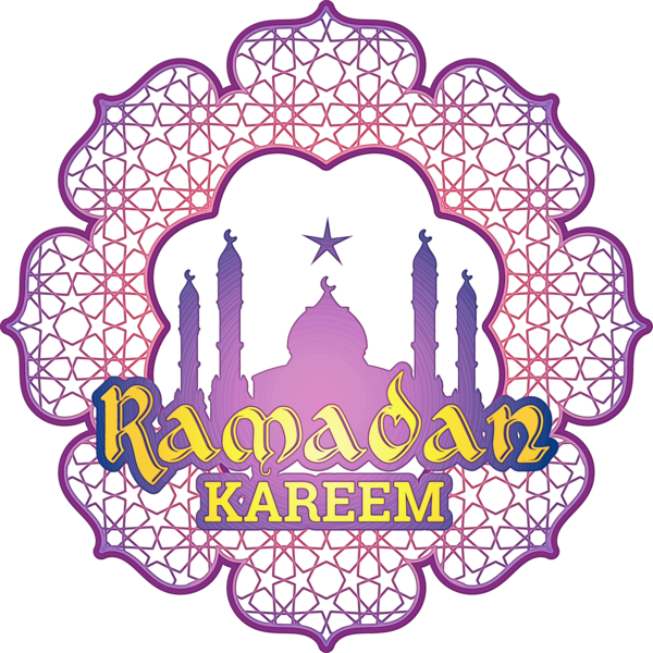 Transparent Ramadan 15 Ramadan Mosque Text Purple for Ramadan