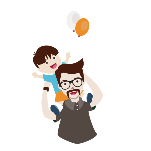 Transparent Father Cartoon Child Thumb Play for Fathers Day