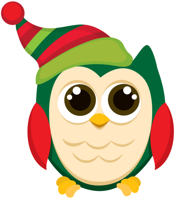 Transparent Clip Art Christmas Christmas Owl Green Beak for Christmas