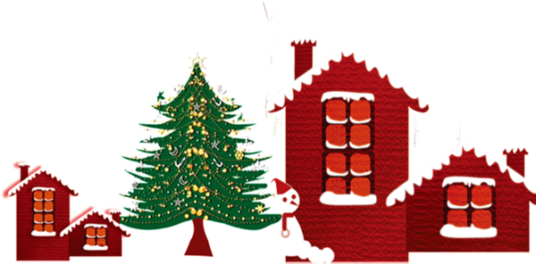 Transparent Christmas Tree House Snowman Fir Pine Family for Christmas