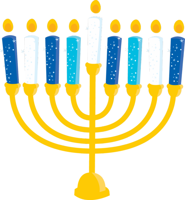 Transparent Menorah Hanukkah Jewish Holiday Yellow Line for Hanukkah