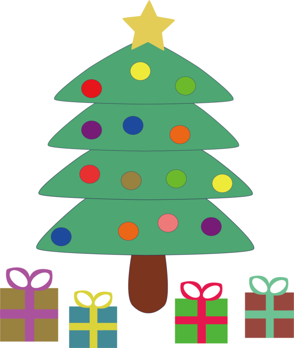 Transparent Gift Christmas Tree Cartoon Fir Pine Family for Christmas