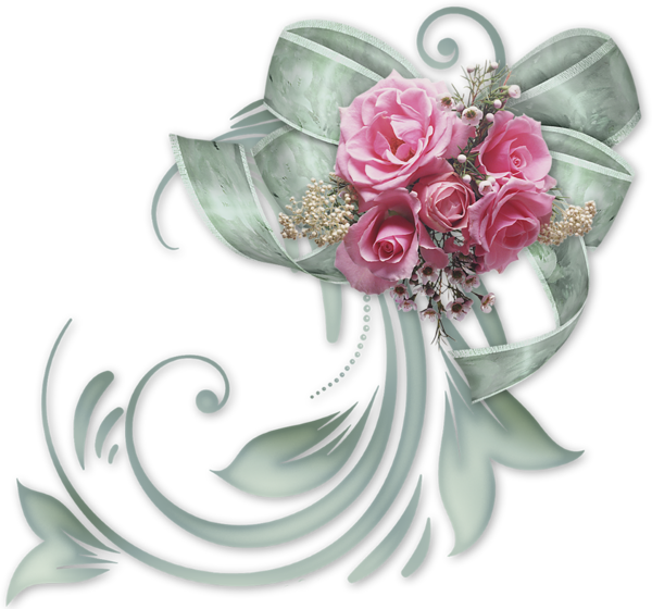 Transparent Flower Ribbon Rose Pink Plant for Valentines Day