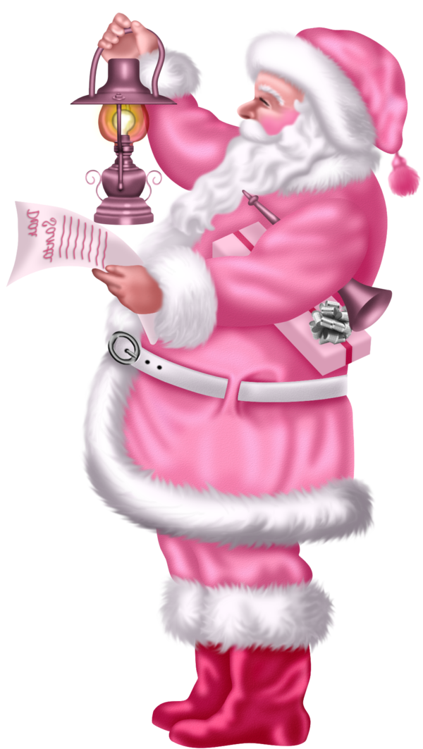 Transparent Santa Claus Christmas Santa Suit Pink Joint for Christmas