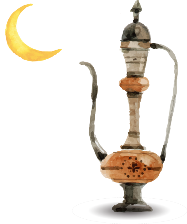 Transparent Watercolor Painting Islam Ramadan Tableware Barware for Ramadan