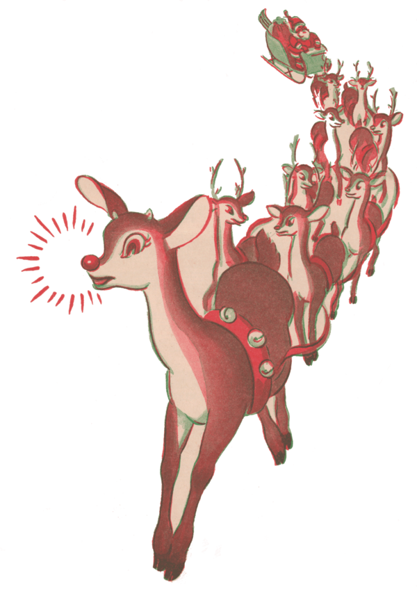 Transparent Rudolph Reindeer Santa Claus Christmas Ornament Tail for Christmas