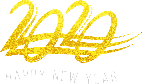 Transparent Happy New Year 2020 Text Yellow Font for Happy New Year 2020 for New Year