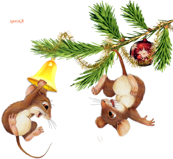 Transparent Computer Mouse Christmas Mouse Fir Pine Family for Christmas
