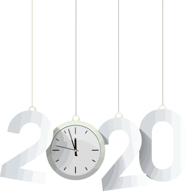Transparent New Years 2020 Clock Wall clock Pendulum for Happy New Year 2020 for New Year