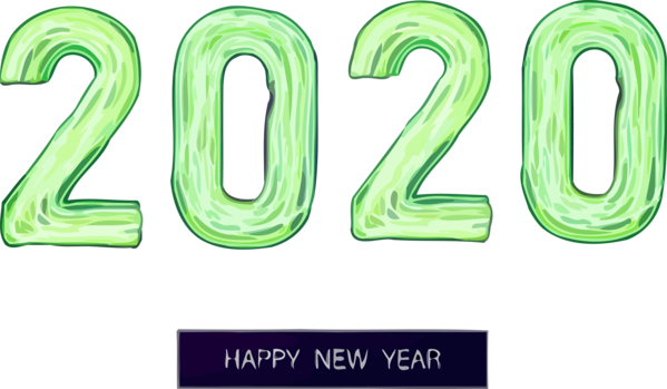 Transparent New Years 2020 Green Text Font for Happy New Year 2020 for New Year