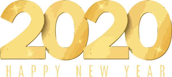 Transparent New Years 2020 Text Font Yellow for Happy New Year 2020 for New Year
