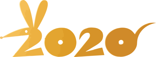 Transparent New Year 2020 Yellow Text Font for Happy New Year 2020 for New Year