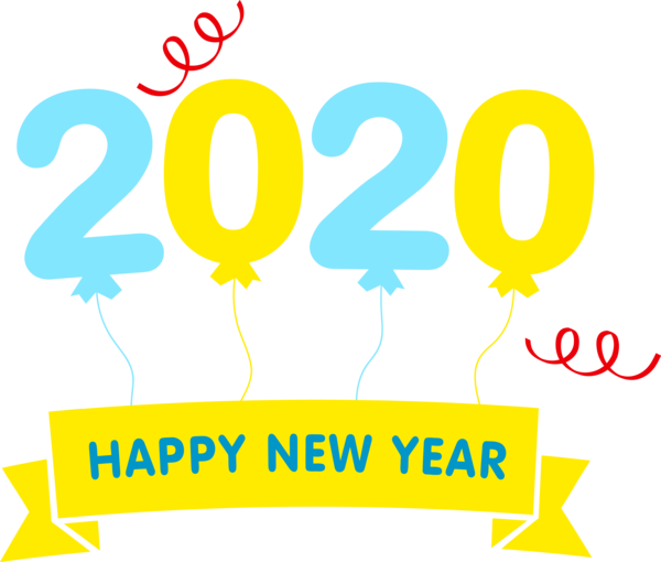 Transparent New Years 2020 Text Font Yellow for Happy New Year 2020 for New Year