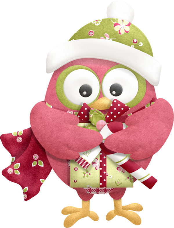 Transparent Owl Bird Christmas Day Pink Stuffed Toy for Christmas