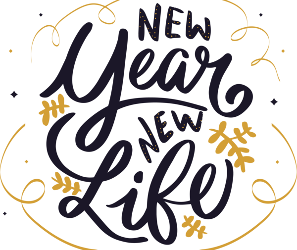 Transparent New Year Font Calligraphy Text for Happy New Year for New Year