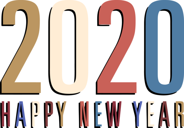 Transparent New Years 2020 Text Font Line for Happy New Year 2020 for New Year