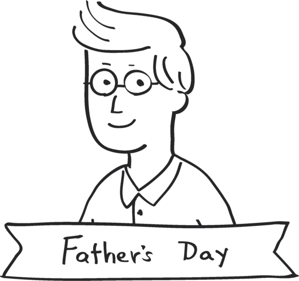 Transparent Fathers Day Face White Line art for fathers day cartoon for Fathers Day