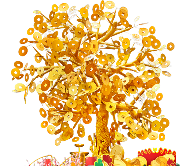 Transparent Tree Branch Gold Yellow for Christmas