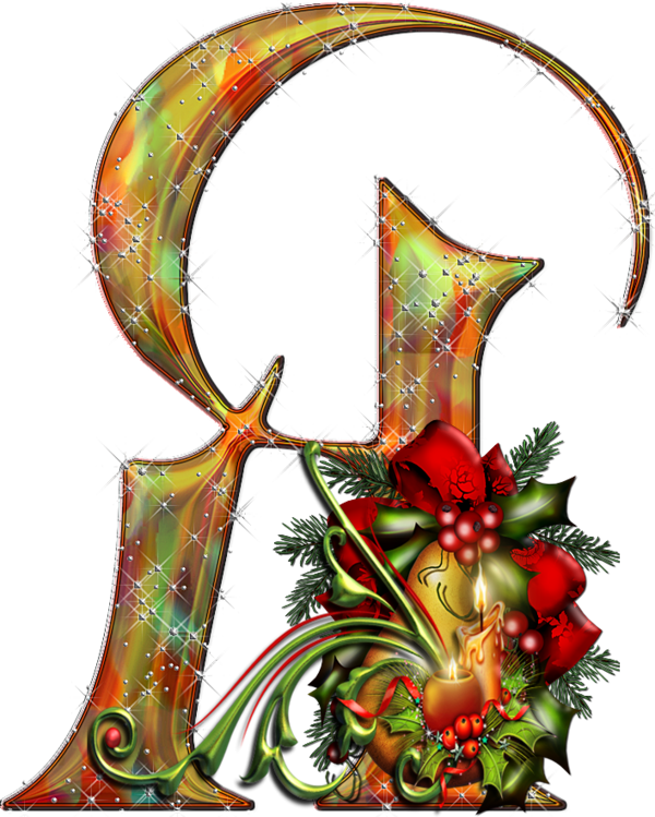 Transparent Santa Claus Alphabet Letter Flower Christmas Ornament for Christmas