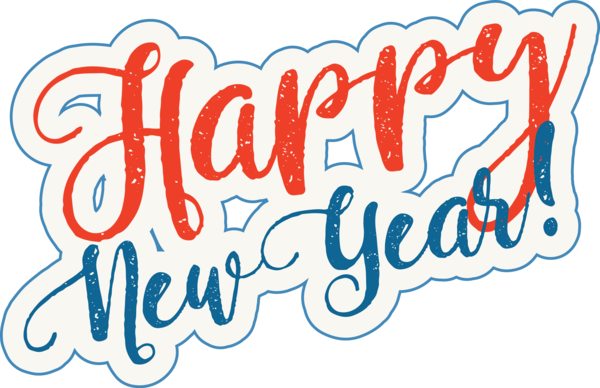 Transparent New Year Font Text Calligraphy for Happy New Year for New Year