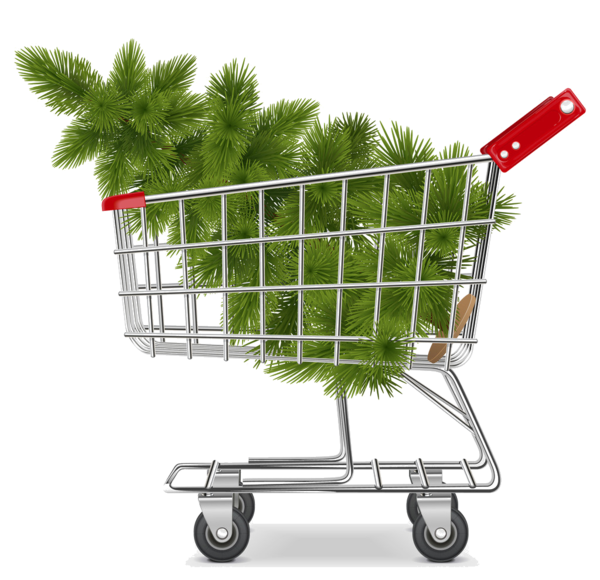 Transparent Christmas Christmas Tree Shopping Cart Grass Grass Family for Christmas