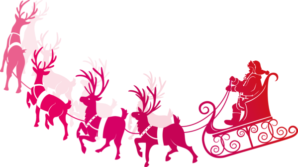 Transparent Santa Claus Rudolph Reindeer Pink Text for Christmas
