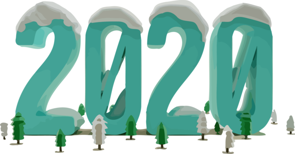 Transparent New Years 2020 Green Text Font for Happy New Year 2020 for New Year