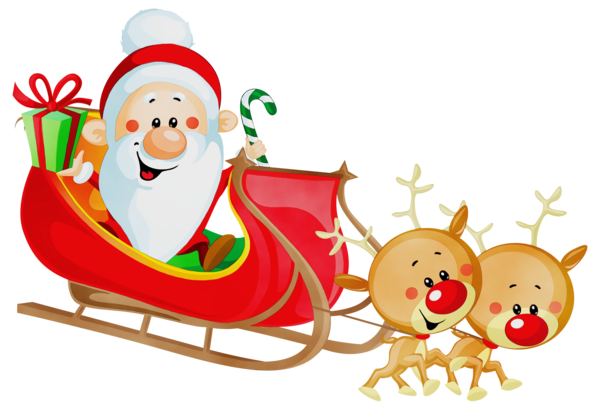 Transparent Santa Claus Sled Clip Art Christmas Cartoon for Christmas