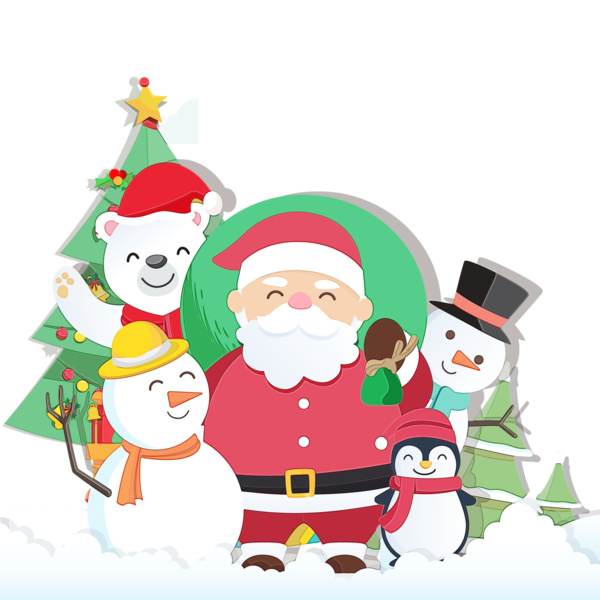 Transparent Christmas Santa Claus Snowman Cartoon for Christmas