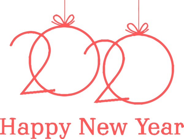 Transparent New Years 2020 Text Red Font for Happy New Year 2020 for New Year