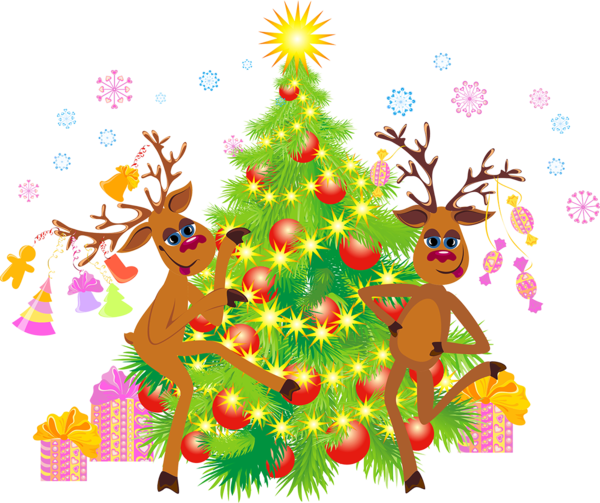 Transparent Christmas Tree Reindeer Santa Claus Fir Pine Family for Christmas