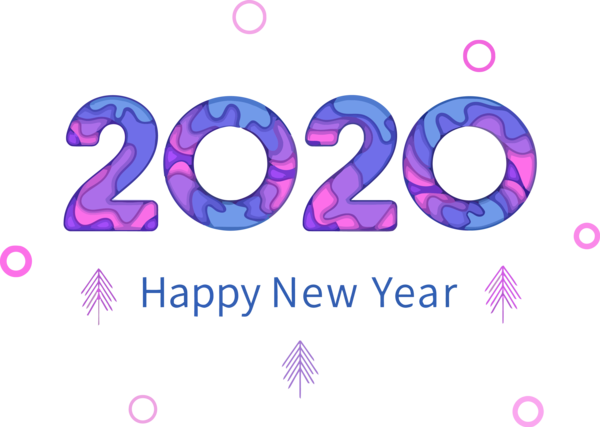 Transparent New Year 2020 Text Font Purple for Happy New Year 2020 for New Year