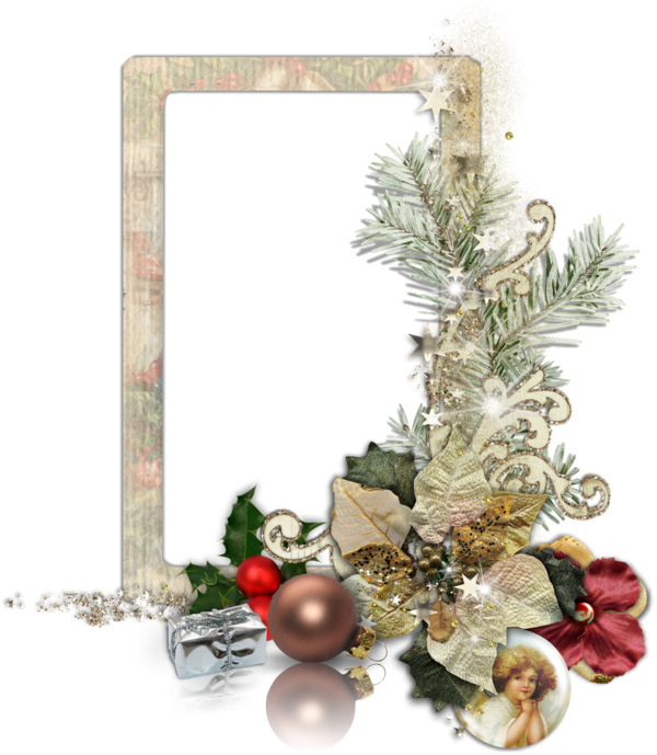 Transparent Christmas Picture Frames Vintage Clothing Fir Pine Family for Christmas