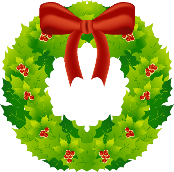 Transparent Christmas Santa Claus Wreath Fir Pine Family for Christmas