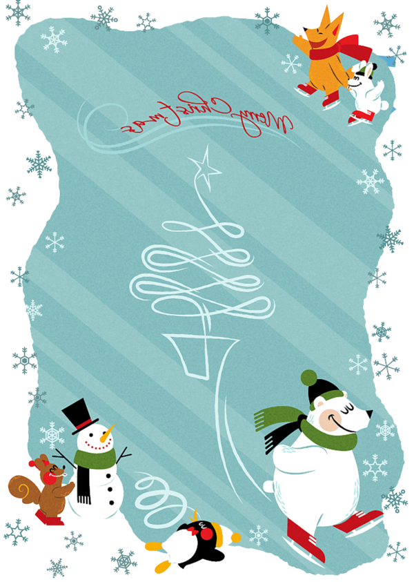 Transparent Poster Christmas Snowflake Snowman Flightless Bird for Christmas