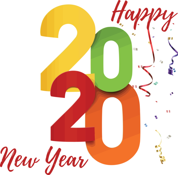 Transparent New Years 2020 Text Font Number for Happy New Year 2020 for New Year