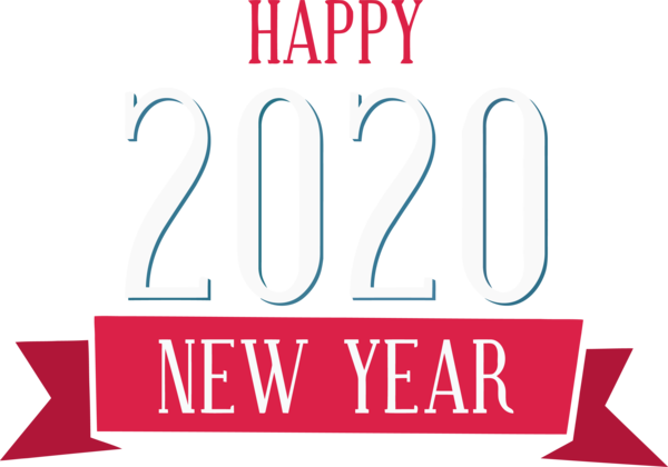 Transparent New Year 2020 Text Font Line for Happy New Year 2020 for New Year