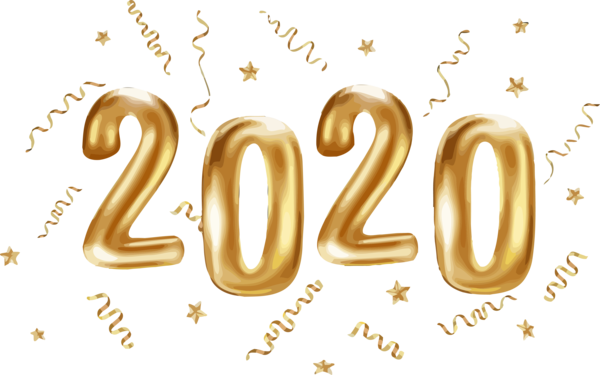 Transparent New Year 2020 Text Font Number for Happy New Year 2020 for New Year
