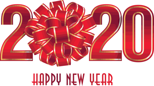 Transparent New Year 2020 Text Red Font for Happy New Year 2020 for New Year