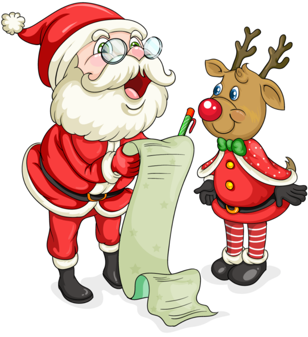 Transparent Santa Claus Reindeer Rudolph Cartoon for Christmas