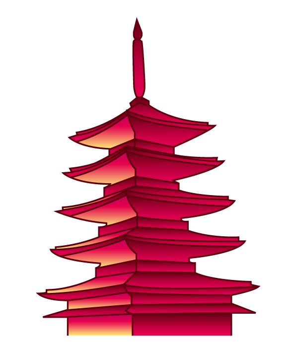 Transparent Yellow Crane Tower Tower Pagoda Christmas Tree Magenta for Christmas