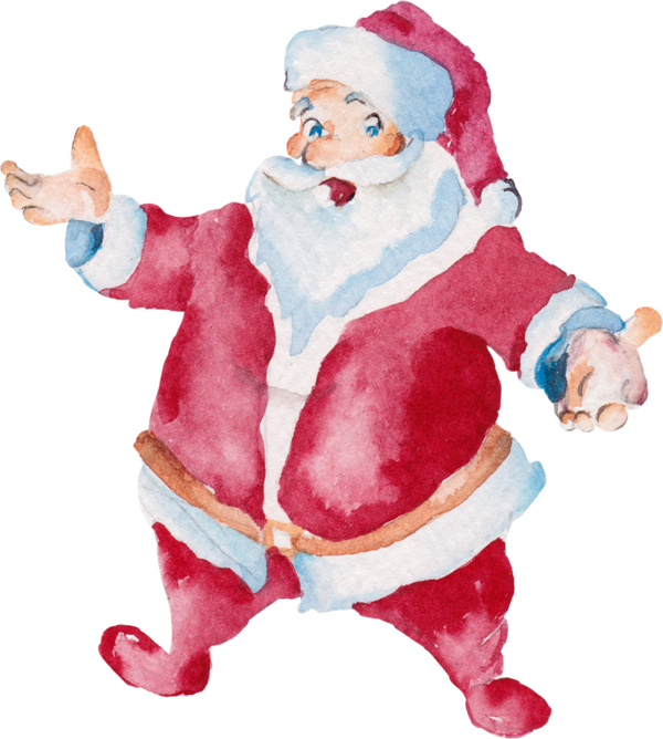Transparent Santa Claus Christmas Watercolor Painting Christmas Ornament Holiday for Christmas