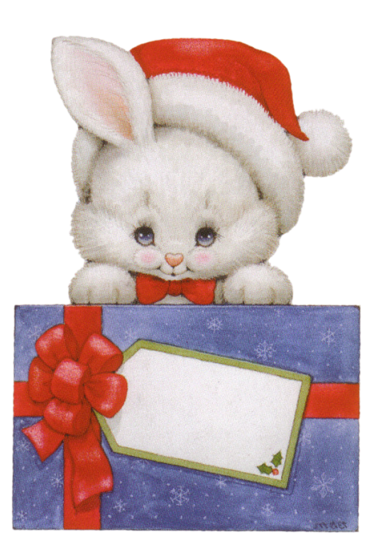 Transparent Christmas Morning Greeting Stuffed Toy Rabbit for Christmas