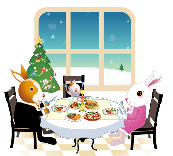 Transparent Christmas Family Party Cuisine Room for Christmas
