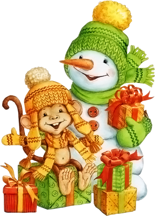 Transparent Ded Moroz Monkey New Year Snowman Christmas Ornament for Christmas