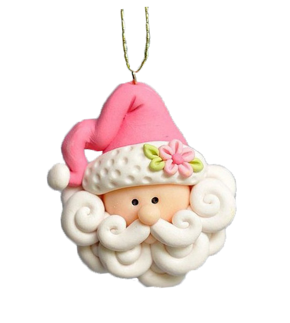 Transparent Santa Claus Christmas Clay Pink Christmas Ornament for Christmas