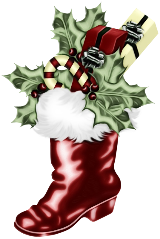 Transparent Christmas Day Santa Claus Mrs Claus Christmas Stocking Holly for Christmas