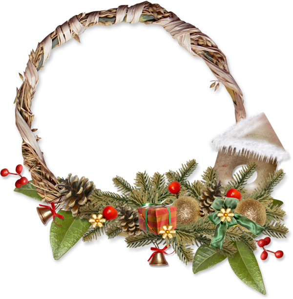 Transparent Picture Frames Gimp Wreath Pine Family Christmas Ornament for Christmas