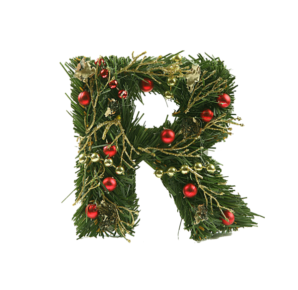Transparent Christmas Alphabet Letter Evergreen Pine Family for Christmas